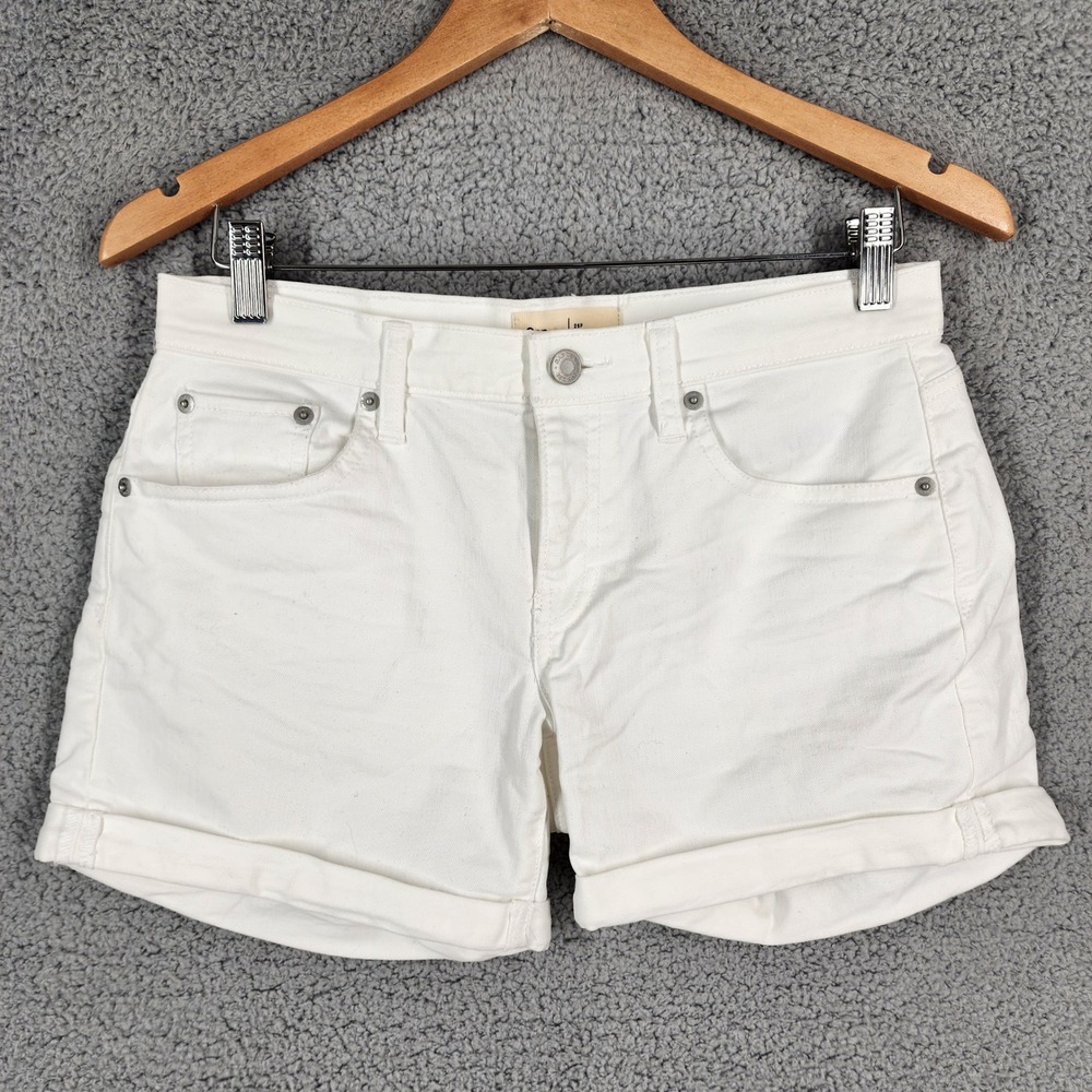 Gap 1969 White‎ Denim Shorts Womens Size 26 Petite 5" Inseam Cuffed Casual